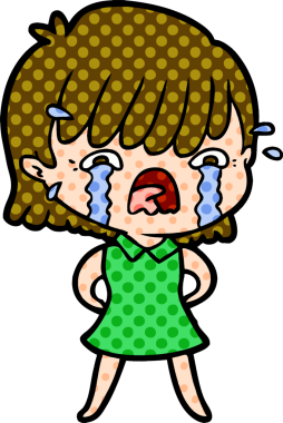 Bir insan tarafından çizilmiş ağlayan çizgi film kızı.