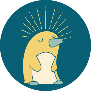 Bir insan tarafından çizilmiş mutlu penguen dövmesi ikonu