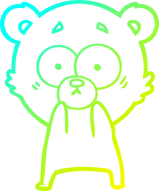 Bir insan tarafından çizilen kaygılı ayı karikatürünün soğuk eğim çizgisi.