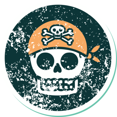 Bir insan tarafından çizilmiş korsan kafatasının sembolik dövmesi.