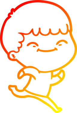 Bir insan tarafından çizilen mutlu bir çocuğun sıcak çizgi çizimi.