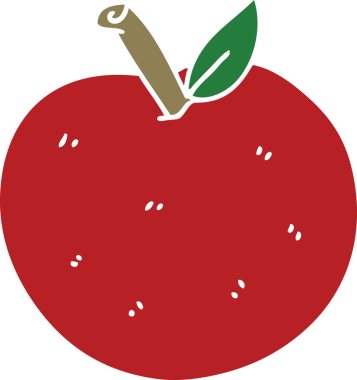 Bir insan tarafından çizilmiş tuhaf bir çizgi film elması.