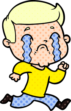 Bir insan tarafından çizilmiş ağlayan çizgi film adamı.