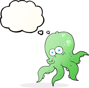 Bir insan tarafından çizilmiş serbest çizim baloncuk ahtapot.