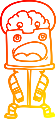 Bir insan tarafından çizilen çizgi film robotunun sıcak çizgi çizimi