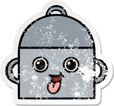 Bir insan tarafından çizilmiş tatlı bir yemek tenceresinin sıkıntılı çıkartması.