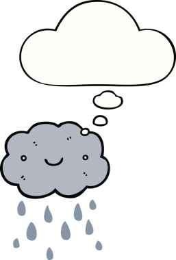 Bir insan tarafından çizilmiş düşünce baloncuklu şirin çizgi film bulutu.