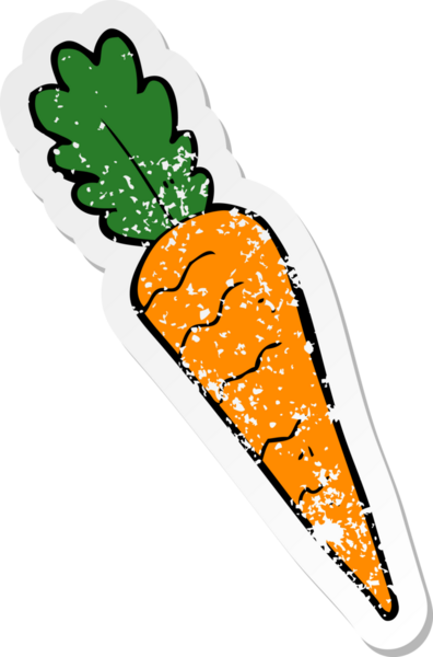 Bir insan tarafından çizilmiş karikatür havucu etiketi.