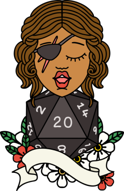 Retro Dövme Tarzı Bir insan tarafından çizilmiş 20 zarlı düzenbaz insan