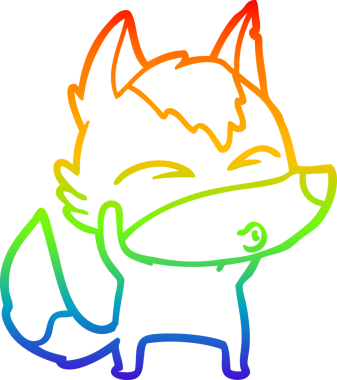 Gökkuşağı gradyan çizgi çizimi bir insan tarafından çizilmiş bir kurt çizgi filmi.