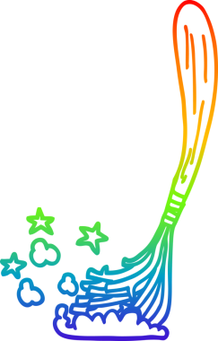 Gökkuşağı gradyan çizgi çizimi Bir insan tarafından çizilmiş sihirli süpürge