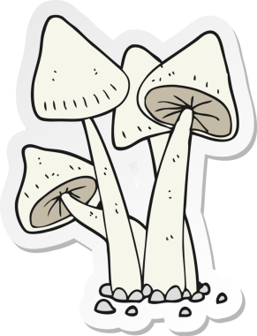 Bir insan tarafından çizilmiş bir mantar çıkartması.