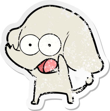 Bir insan tarafından çizilmiş şirin bir filin sıkıntılı çıkartması