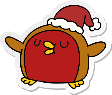 Bir insan tarafından çizilmiş serbest sticker çizgi film Şirin kawaii kırmızı robin