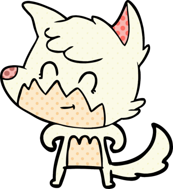 Bir insan tarafından çizilmiş çizgi film dostu tilki.