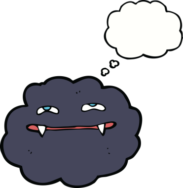 Bir insan tarafından çizilmiş düşünce balonlu çizgi vampir bulutu.