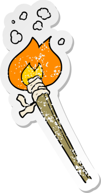 Bir insan tarafından çizilmiş yanan bir karikatür çıkartması.