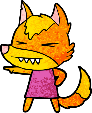 Bir insan tarafından çizilmiş tilki çizgi film karakteri