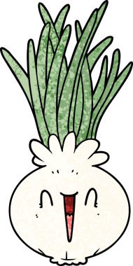 Bir insan tarafından çizilmiş karikatür soğanı.