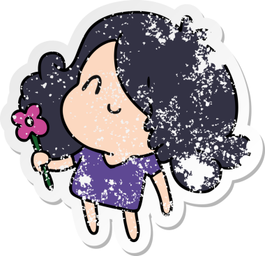 Bir insan tarafından çizilmiş sevimli bir kawai kızının sıkıntılı karikatür çizimi