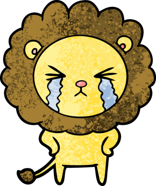 Bir insan tarafından çizilmiş ağlayan bir aslan.