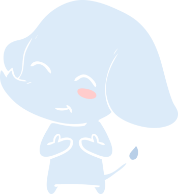 Bir insan tarafından çizilmiş düz renk çizgi film fili.