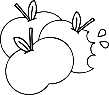 Bir insan tarafından çizilmiş elmaların çizgi çizimi