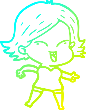 Bir insan tarafından çizilmiş mutlu çizgi film kızı çizimi.