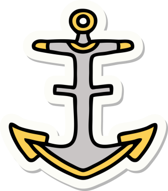 Bir insan tarafından çizilmiş geleneksel bir çapa stili dövme çıkartması.