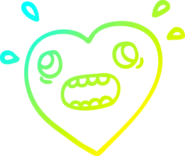 Bir insanın paniklediği karikatür kalp çizimi.