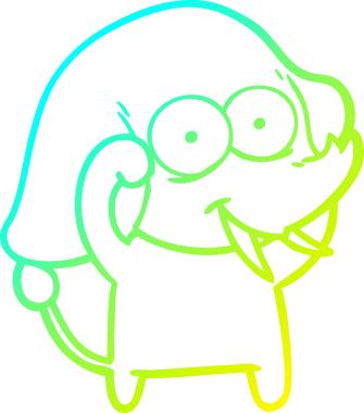 Bir insan tarafından çizilmiş mutlu bir filin soğuk gradyan çizgisi.