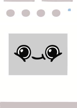 Bir insan tarafından çizilmiş mutfak fırınının düz renkli retro karikatürü