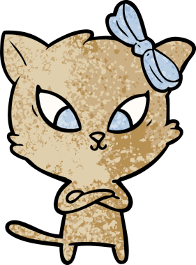 Bir insan tarafından çizilmiş çizgi film kedisi.