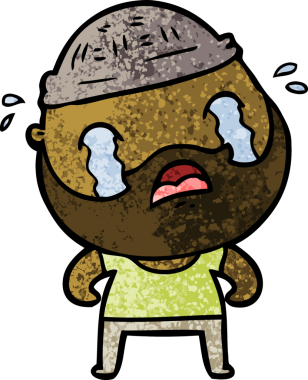 Çizgi film sakallı adam bir insan tarafından çizilmiş ağlıyor.