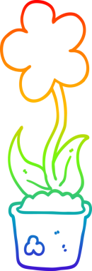 Gökkuşağı gradyan çizgisi. Bir insan tarafından çizilmiş şirin bir karikatür çiçeği.