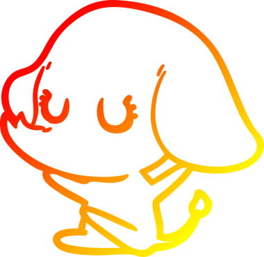 Bir insan tarafından çizilmiş şirin bir fil çizimi.