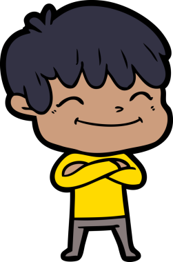 Bir insan tarafından çizilmiş mutlu çocuk çizgi filmi.