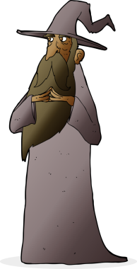 bir insan tarafından çizilmiş çizgi film sihirbazı