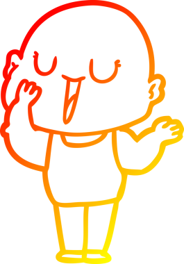 Bir insan tarafından çizilmiş mutlu, kel bir adamın sıcak çizgi çizimi.