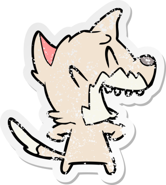 Bir insan tarafından çizilmiş gülen tilki çizgi filminin sıkıntılı çıkartması.