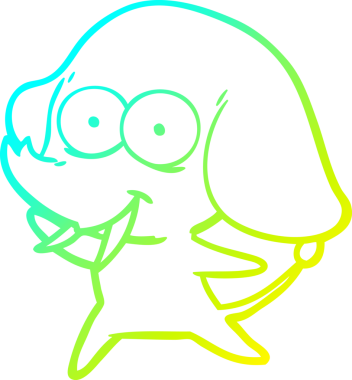 Bir insan tarafından çizilmiş mutlu bir filin soğuk gradyan çizgisi.