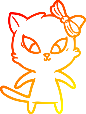 Bir insan tarafından çizilmiş çizgi film kedisinin sıcak çizgi çizimi