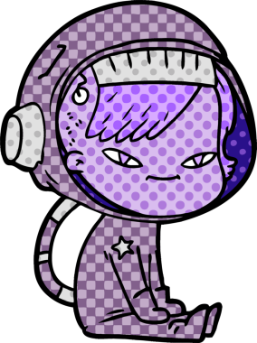 Bir insan tarafından çizilmiş astronot kadın.