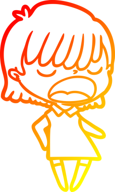 Bir insan tarafından yüksek sesle çizilmiş bir çizgi film kadını çizimi.