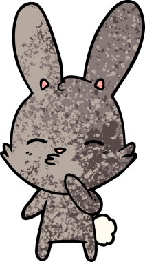 Bir insan tarafından çizilmiş meraklı tavşan çizgi filmi.