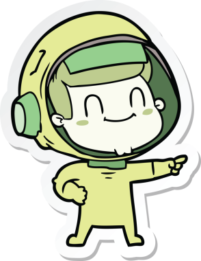 Bir insan tarafından çizilmiş mutlu bir astronotun çıkartması.