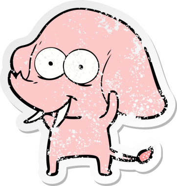 Bir insan tarafından çizilmiş mutlu bir filin sıkıntılı çıkartması.