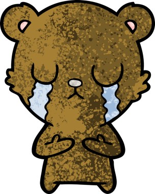 Bir insan tarafından çizilmiş ağlayan çizgi film ayısı.