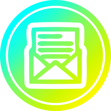 Zarf harfi dairesel simgesi, bir insan tarafından çizilen havalı gradyan bitiş