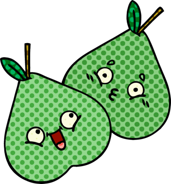 bir insan tarafından çizilmiş yeşil bir armut çizgi romanı